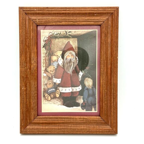Vintage Pat Richter "Can the Bears Come Out?" Christmas Framed and Matted Print - Picture 1 of 5